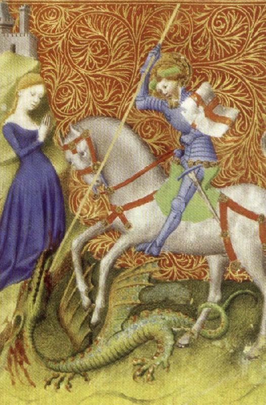 unknow artist Saint George Slaying the Dragon,from Breviary of john the Fearless oil painting image